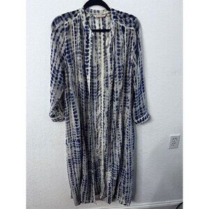 Soft Surroundings tie dye button front chiffon duster women size P XL